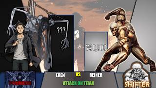 Eren vs Reiner  Power Level Showdown Attack on Titan 2024 [upl. by Attebasile]