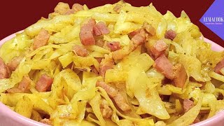 la recette de chou blanc cuit sauté aux lardons que vous allez faire encore et encore 11 [upl. by Olifoet]