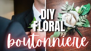 HOW TO MAKE A BOUTONNIERE  Easy  Cheap DIY Faux Floral Boutonniere [upl. by Oralie]