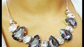 How to make Statement Necklace DIY at home  Rhinestones [upl. by Josi]