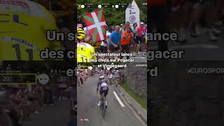 🤬🤬Très vilain geste dun spectateur contre Pogacar et Vingegaard shorts tourdefrance [upl. by Jodie]