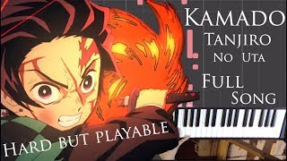 「Kamado Tanjiro no Uta」『Kimetsu no Yaiba』Full song Piano cover hard version tutorial  Piano sheet [upl. by Kone]