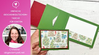 Einfache Geschenkgutscheintasche für handgemachte Karten basteln⎜Weihnachten Geburtstag⎜Stampin Up [upl. by Aribold]