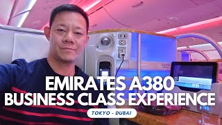 Emirates A380 Business Class Review NRT to DXB Eng CC [upl. by Craddock]