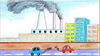 How to draw environment pollution step by step [upl. by Tiertza]