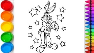 Bugs Bunny drawing 🖌️🎨  Looney tunes cartoon  Episode 02  Colouring craft ✨🌈 [upl. by Yirinec]