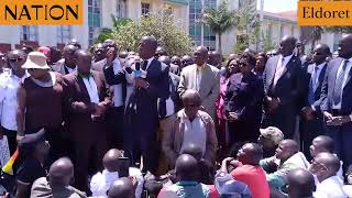 Striking Moi University staff block parliamentary committee from meeting with management [upl. by Lladnyk]