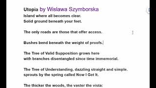 Utopia by Wislawa Szymborska Line by Line Hindi Explanation [upl. by Nad]