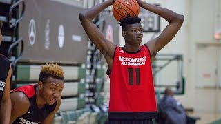 5Star Mo Bamba breaks down final 4 schools at McDonalds AllAmerican Game [upl. by Naasah]