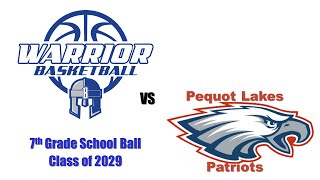 Brainerd Warriors vs Pequot Lakes Pats 7th Grade Boys BB 12192023 [upl. by Nwahser]