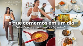 O QUE EU E MEU MARIDO COMEMOS EM UM DIA  dieta para emagrecer e dieta para ganho de massa muscular [upl. by Ibrik]