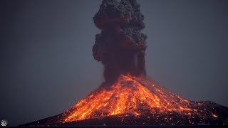 Incredible Krakatoa volcano eruptions at night  anak krakatau 2018 [upl. by Abihsat488]