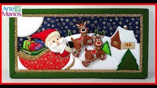 🔴Cómo Hacer CUADRO NAVIDEÑO en Patchwork con Santa Claus y su Trineo🎅 Arte en Tus Manos [upl. by Kyl152]