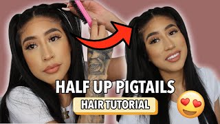 HOW TO HALF UP PIGTAILS HAIR TUTORIAL TRENDY HAIRSTYLE [upl. by Ahtaga]