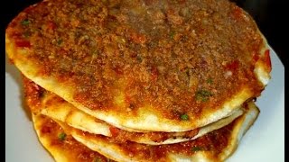 Türkische PizzaTürkische Rezepte Ev yapimi Lahmacun tarifi [upl. by Mcdonald]