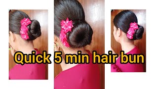 Quick 5 min Hair Bun [upl. by Reisch]