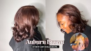 Stop Using Box Dyes Taking My Client From Black To Auburn Brown ￼ [upl. by Rawdin]