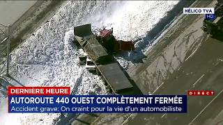 Un grave accident camion sur l’autoroute 440 Ouest Quebec [upl. by Mona516]