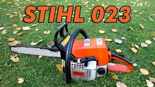 Stihl 023 Chainsaw StartUp amp Test Cut [upl. by Alhahs50]