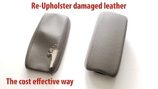 How to ReUpholster damaged leather on a armresttrim for cheap Demo on a 2011 Civic armrest [upl. by Iror]