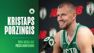 Kristaps Porzingis Press Conference  2024 Boston Celtics Media Day [upl. by Yartnod]