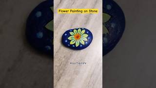 Flower Painting on Stone with Acrylic stoneart painting youtubeshorts flowerdrawing explorepage [upl. by Enelhtac343]