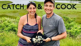 CATCH amp COOK CLAMS RI STYLE Steamed Clams with Garlic Butter Sauce EASY amp DELICIOUS [upl. by Refinneg]