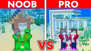 Mikey vs JJ Family  Noob vs Pro Underwater House Build Challenge in Minecraft [upl. by Melmon424]