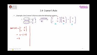 Introduction to Cramers Rule and Implementing It to Solve A Linear System with 2 Unknown Variables [upl. by Nickerson317]