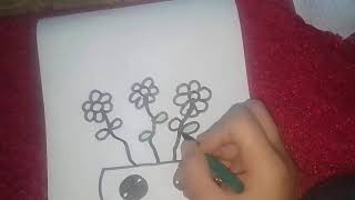 رسم فازة ورد كيوت Drawing a cute rose vase [upl. by Sherline]