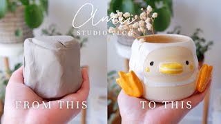 ASMR Ceramic Duck Planter Making of Process  Full Process of Ceramic  Studio Vlog  ASMR Vlog [upl. by Aisaim726]