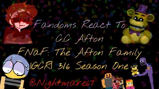 Fandoms React To  CC Afton36 Season One FNaF The Afton FamilyGCR [upl. by Rafaelita]