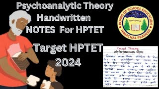 Psychoanalytic Analytical Theory Handwritten Notes Class 2 for hptet [upl. by Nelia]