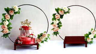 wedding cake stand  cake stand decoration  hoop decoration for cake  DIY  craft ideas [upl. by Janna]