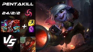 MID Tristana vs Wukong PENTAKILL  NA Grandmaster Patch 1412 [upl. by Lorollas]