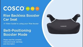 Rise Backless Booster Car Seat  Installation Video [upl. by Inhsor200]