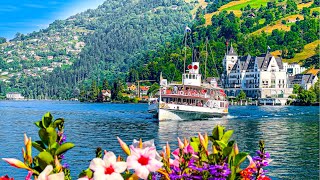 Vitznau the breathtaking village at the foot of Mount Rigi 🇨🇭 Switzerland 4K [upl. by Akinahc]