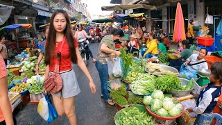 Cambodian street food amp Lifestyle  Market  Walk exploring delicious Fish fruit vegetable Pork [upl. by Tertia545]