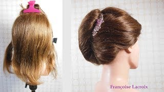 Chignon Banane cheveux courts  French Twist hairstyle for short hair  Recogido Italiano [upl. by Remlap]