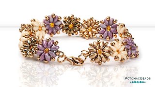 Zinnia Garland SuperDuo Bracelet Tutorial  DIY Jewelry Making [upl. by Carey500]