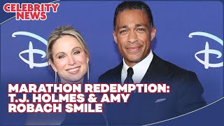 NYC Marathon Redemption Run TJ Holmes Smiles with Amy Robach [upl. by Zindman]