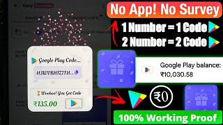 No App No Survey  free redeem code for playstore at ₹0 [upl. by Assennev]