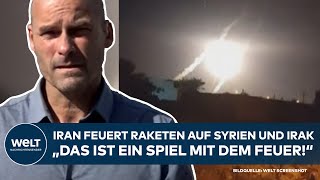 KRIEG IN NAHOST Iran attackiert Syrien und Irak Raketen treffen MossadZentrale und ISTerroristen [upl. by Drummond]