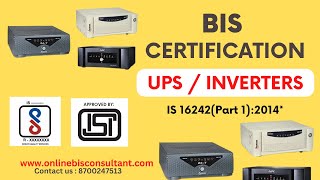 BIS certification for UPS and inverters  📞 8700247513  BIS registration for UPS and inverters [upl. by Ishii563]