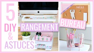 5 DIY amp ASTUCES FACILES  BUREAU  Rangement amp Organisation 2 [upl. by Anaxor994]