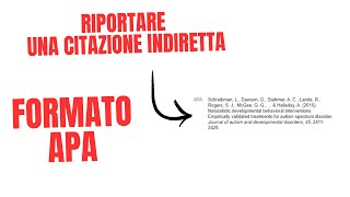 COME RIPORTARE UNA CITAZIONE INDIRETTA O A PIÈ DI PAGINA PER LA TESI IN FORMATO APA [upl. by Ecertal]