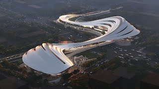 Zaha Hadid Architects designs Xian cultural centre to echo quotmeandering valleysquot [upl. by Kikelia]