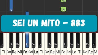 Sei un Mito  883  Easy Piano Tutorial  lyrics  Max pezzali songs [upl. by Jed534]