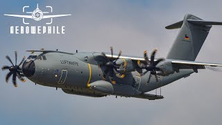 Thunder Over Michigan  Luftwaffe Airbus A400M Atlas Turboprop Flight Demonstration with Vapor [upl. by Lamrouex246]