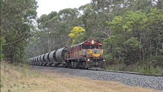 TasRail 2011 TR04 Cement train crossing Youngmans Road Dulverton [upl. by Jeffers415]